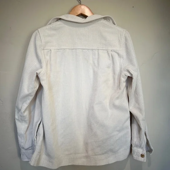 Vintage LL Bean Comfort Corduroy Long Sleeve Button Up Shirt Jacket Ivory Size S - Picture 2 of 7